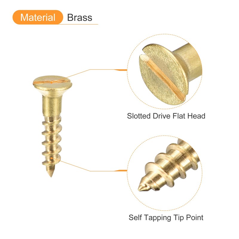 sourcing map Pack of 50 Brass Wood Screws M2.5 x