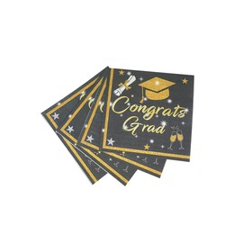 Black Graduation Party Decorations 2024 Disposable Graduation Napkins set Class of 2024 2-Ply 24 Pack Guest Paper for Congrats Grad Party Supplies 6.5in