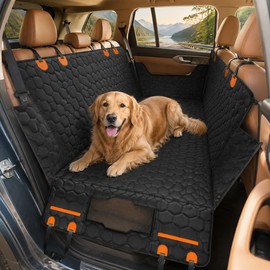 SucceBuy Dog Back Seat Extender with Hard Bottom, Mesh Window & Storage Pocket