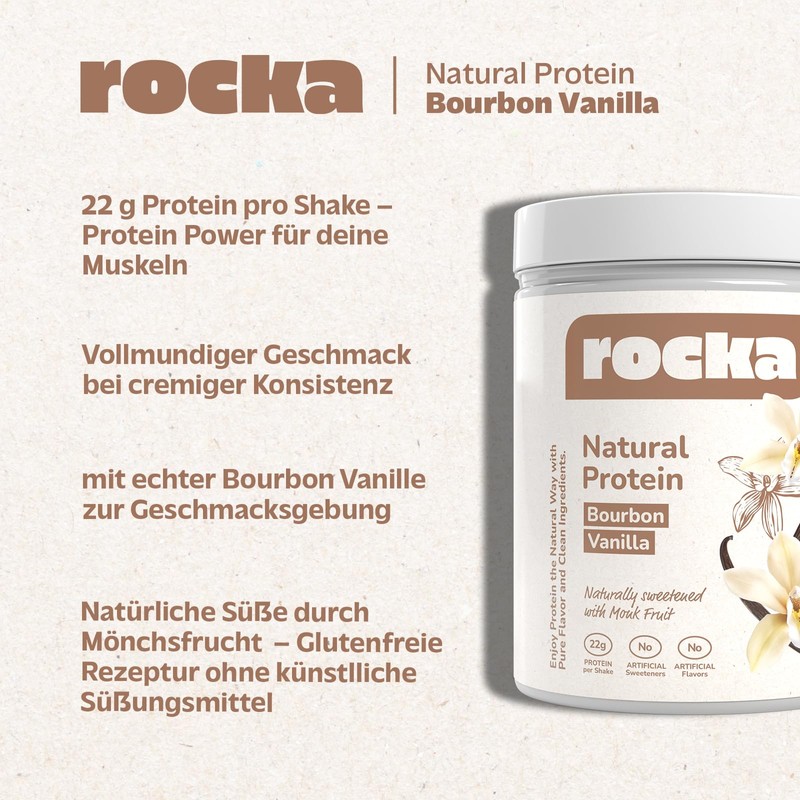 Rocka Nutrition Natural Protein - Vegan Protein Powder without Sweeteners