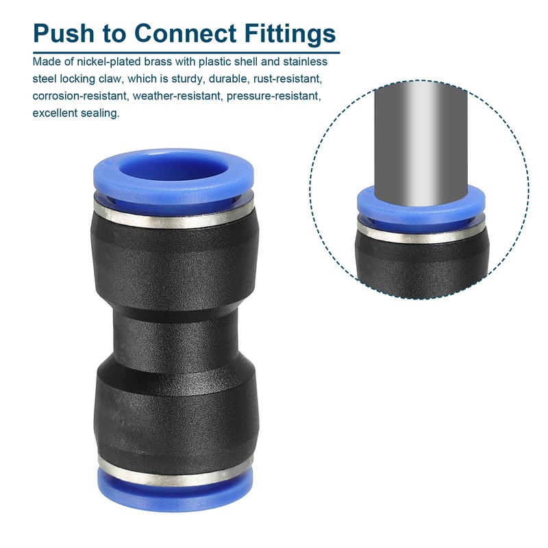 sourcing map Push to Connector Fitting, 16mm Tube OD Quick