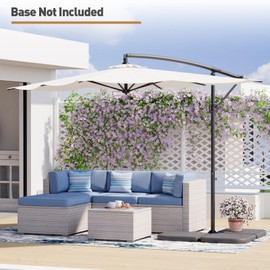 COSIEST 9 x 11.5FT Offset Patio Umbrella, Cantilever Hanging Outdoor Umbrella w/360-degree Rotation, Handy Crank, UV & Waterproof Canopy, 6 Ribs for Market, Backyard, Poolside, Garden
