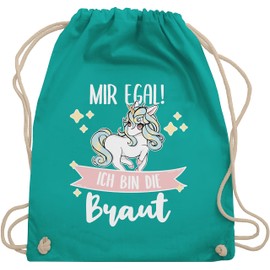 Shirtracer - Gym Bag Backpack - JGA Stag Party Women - Mir egal ich bin die Braut - Unicorn White, 08 Turquoise, Unit size