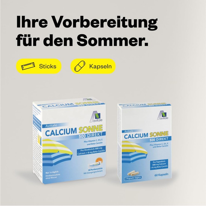 Avitale Calcium Sun 500 Direct, for Preparing Your Skin for
