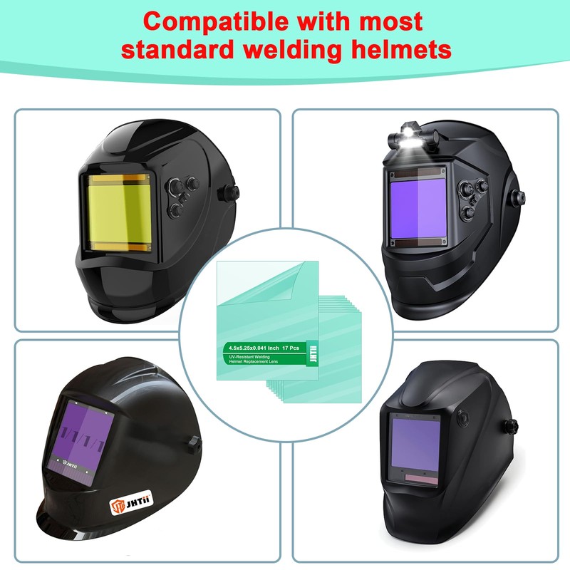 JHTii UV-Resistant Welding Helmet Outside Cover Lens, 4.5x5.25x0.039 Inch, 17