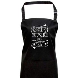 Shirtinstyle Cooking Apron with German Text "Beste Cousine der Welt" [German Language], 72 x 86 cm