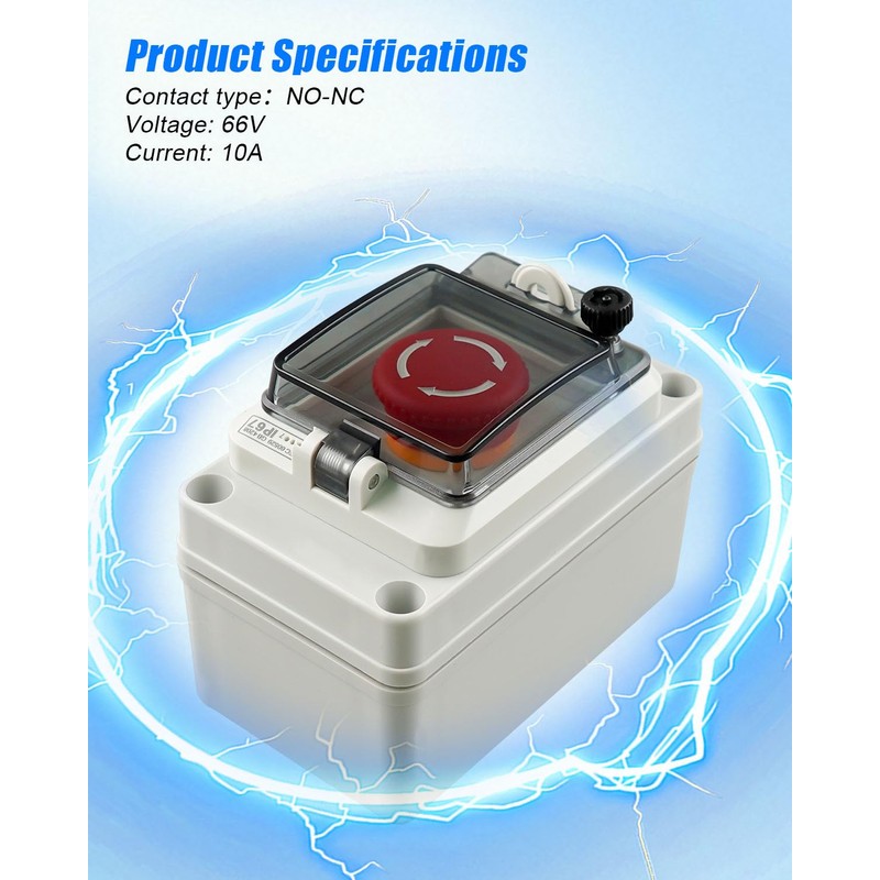 660V 10A Push Button Switch Box, Red Momentary Emergency Stop