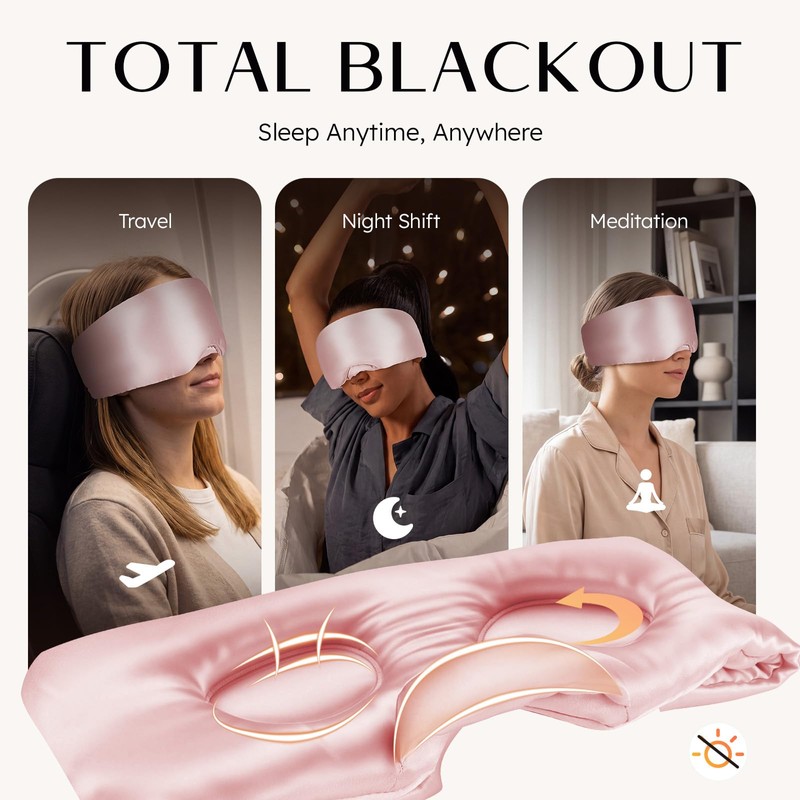 100% Mulberry Silk Sleep Mask, 3D Contoured Eye Mask with