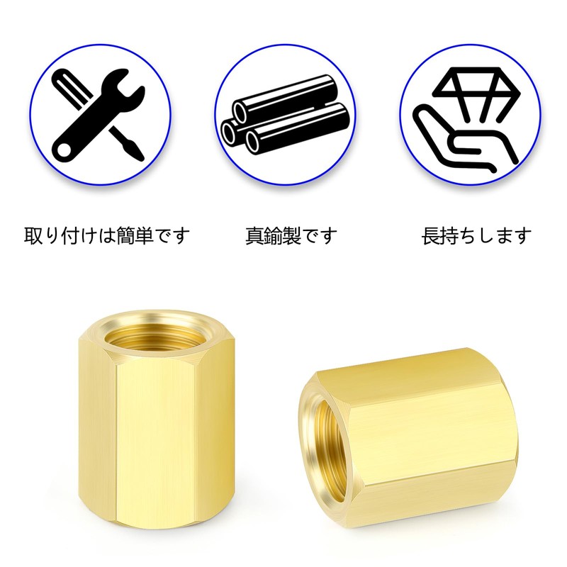 TAILONZ PNEUMATIC 10pcs Brass Full Hex Fittings, 1/8PT Female Fitting