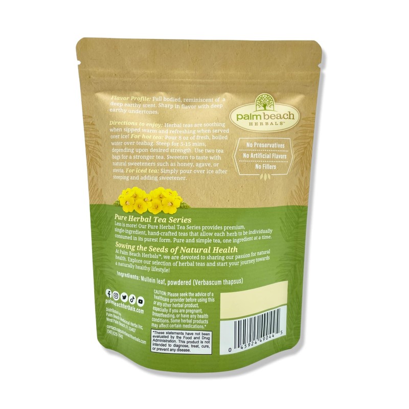 Mullein Leaf Tea - by Palm Beach Herbals, 30 Count