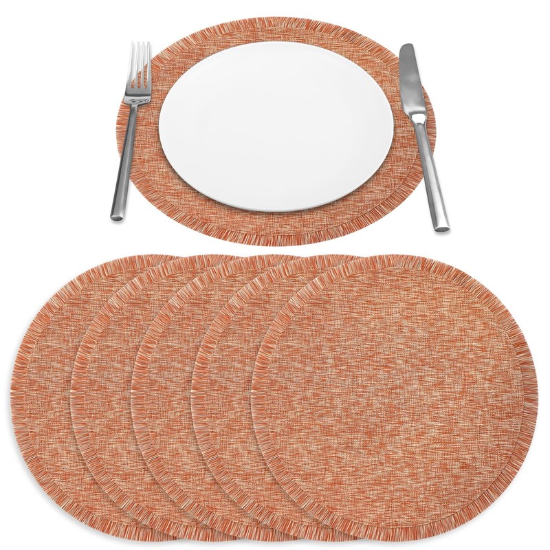 Homewear Cedar Fringe Set of 6 Woven Textaline Placemats for