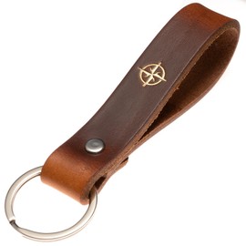 ELBERCRAFT® Leather Key Fob Organiser for Your Key Bag Keychain Made in Germany Brown Engraving Gold Black, Compass
