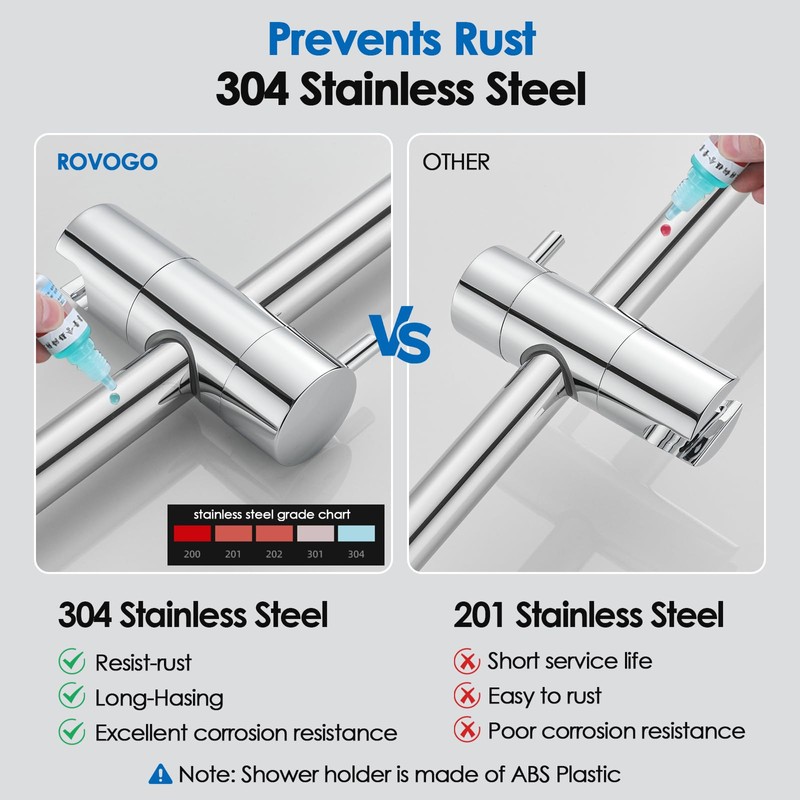 ROVOGO Shower Slide Bar 30-Inch with Height/Angle Adjustable Handheld Shower