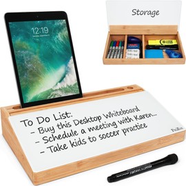 Bamboo Desktop Whiteboard with Storage - This Deskbuddy can be Used as a Desktop Dry Erase Board | Desk Buddy White Board | Bamboo Desk Organizer - PriZoi