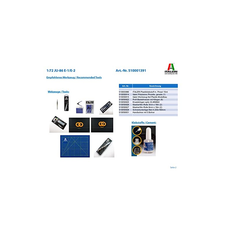 Italeri ITA1391 1: 72 Ju 86 E1/E2 [Model Building Kit]