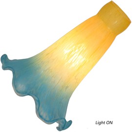 Bieye LS14S Lily Flower Blown Glass Lampshade (Yellow Blue, Opening I.D. 0.87" x O.D. 1")