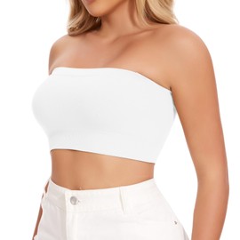 JOYSHAPER Strapless Bra Shapewear for Women Seamless Tube Top Supportive Underwear Bandeau Bra Tube Top Bralette Wireless Tube Bra White L