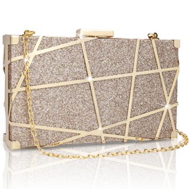 Farcauo Handbag Women's Evening Bag Golden Women's Clutch Bag Small Shoulder Bag Women's Handbag Bridal Bag, champagne clutch wallet