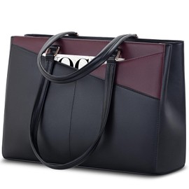 LOVEVOOK Laptop Tote Bag for Women, Office Work Bag Briefcase fit for 15.6 inch Laptop, Large Capacity Teacher Computer Bag Handbag Black/Purple