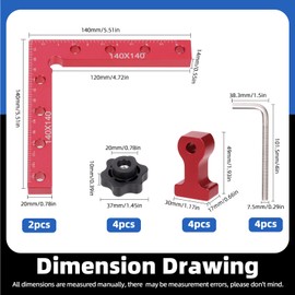Glarks 6Pcs 90 Degree Positioning Squares Clamps, 5.5" x 5.5" Right Angle Corner Clamps Aluminum Alloy Positioning Clamps Carpenter Clamping Tool for Woodworking, Picture Frames, Cabinets, Drawers