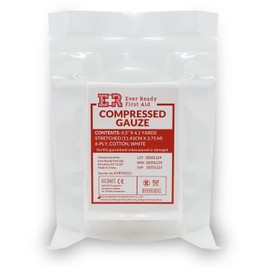 Ever Ready First Aid Compressed Sterile Gauze, 6-Ply Emergency Medical Dressing for First Aid Kits – 4.5” x 4.1 Yards - 1 Pack