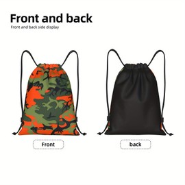 Richugui Camo Drawstring Bag CamouflageGreen Orange Multicolor Camouflage Gym Bag Sports Backpack Lightweight Bag for Men Women Outdoor Gym Sport