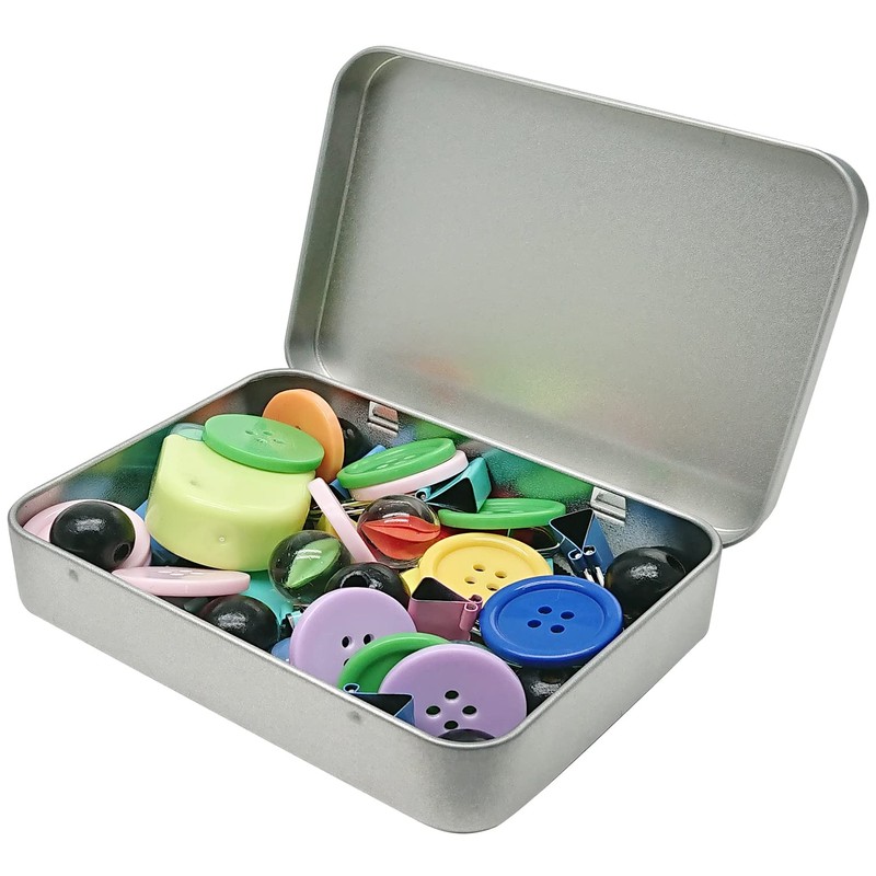 2 Pcs Metal Hinged Tin Box Container Mini Portable Small