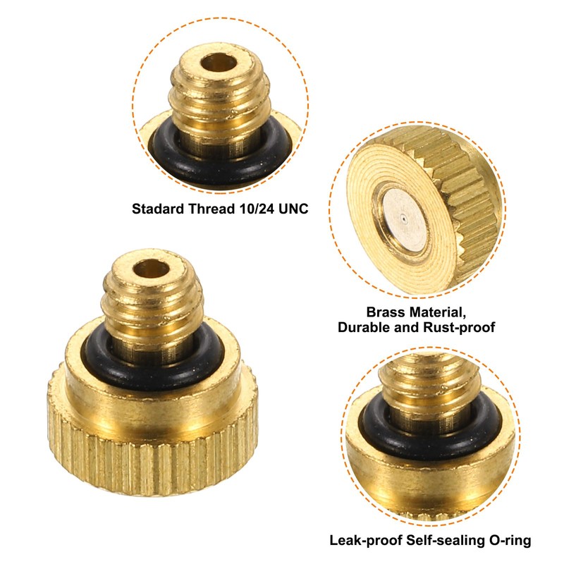 sourcing map Brass Misting Nozzle, 10/24 UNC 0.1mm Orifice Dia