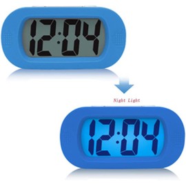 Digital Alarm Clock, Bedside Clock, Large LCD Display Clocks With Backlit Display Snooze Smart Brightness Sensor, Alarm Clock for Kids, Travel Clock, Alarm Clocks for Bedroom Home Office (Blue)