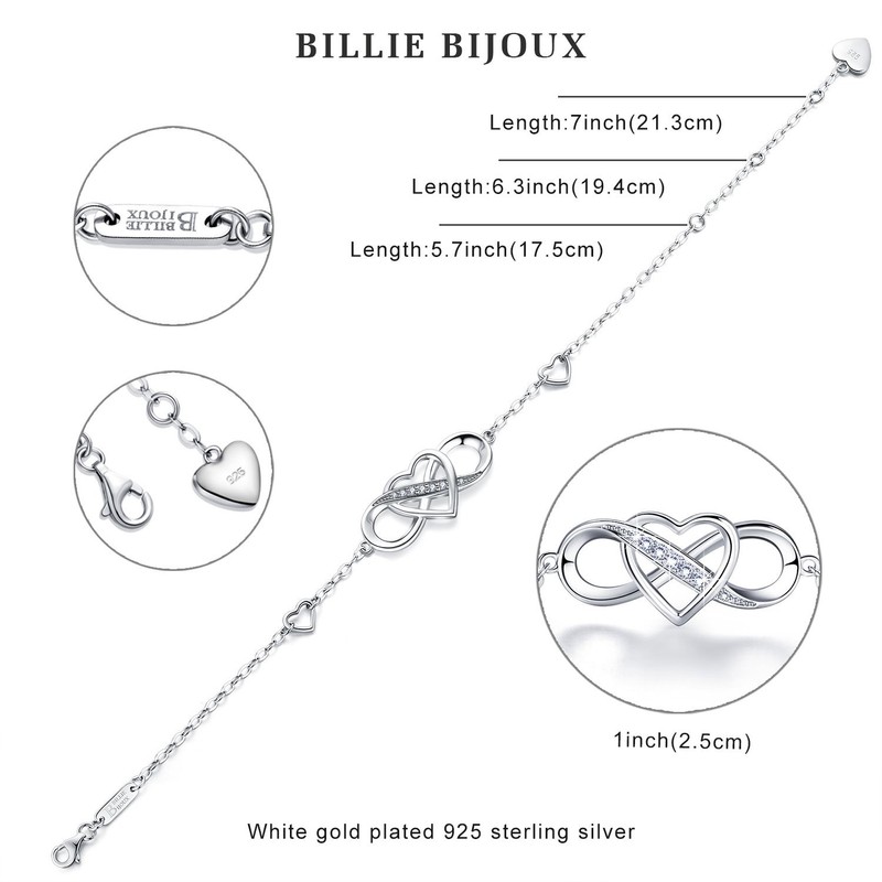 Billie Bijoux Women 925 Sterling Silver Infinity Bracelet Forever Love”