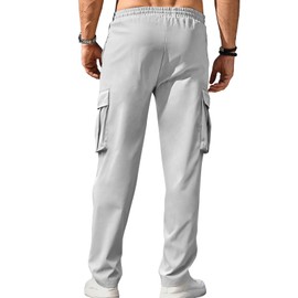 Mancozy Men's Casual Cargo Sweatpants Waist Drawstring Joggers Tactical Loose Fit Pants for Men with Multi Pockets Small