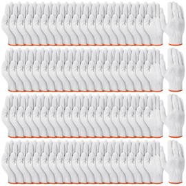 Sureio 100 Pairs Cotton Gloves Hand Cotton Liners Safety Knitted Polyester Gloves for BBQ Roping Men Women(Black Gray)