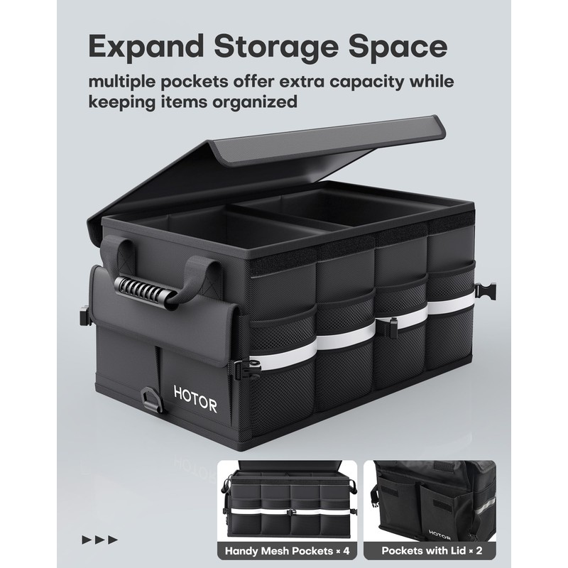 HOTOR Car Trunk Organizer - Foldable Trunk Organizer for SUV,