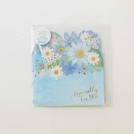 Zet and Kay Flower Trifold Colored Paper Message Stickers 32 Sheets Set of 32 Groups Seals Trifold (Blue)