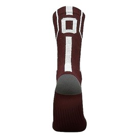 Mk Socks Player ID Jersey Number SINGLE Crew Sock - Maroon, White (SINGLE-0, L)