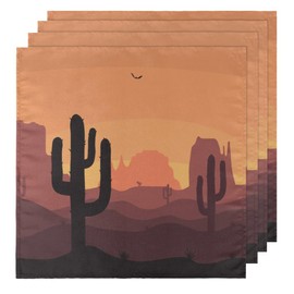 Cactus Desert Landscape Cloth Napkins Set of 6 Dinner Table Napkins Reusable Washable Fabric Napkins for Party, Kitchen, Dinning, Wedding and Everyday Use, 20"x20"