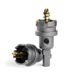 CSOOM TCT Hole Saw Set, 2-Piece 1-1/8” (29mm) Heavy Duty Carbide Tipped Cutter for Stainless Steel, Iron, Metal, and Plastic Bench, Spring Guided Drill Bits Included