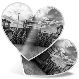 2 x Heart Stickers 7.5 cm - BW - Farm Tractors Farmer Fun Decals for Laptops,Tablets,Luggage,Scrap Booking,Fridges, #36462