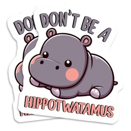 (2 Pack) Cute Hippo Stickers Sticker - 2 Pack - 5" On Longest Side - Made in USA - PLDFS10496