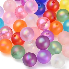 LiQunSweet 50 Pcs 16mm AB Color Frosted Round Acrylic Gumball Beads - Bubblegum Chunky Spacer Jumbo for Jewelry Making
