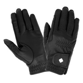 LeMieux Unisex Classic Leather Riding Gloves in Black - Breathable - Touch Screen Compatible - XS