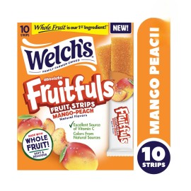 Welch's 🟠 New Welch’s Fruitfuls Fruit Strips Mango Peach Whole Real Candy (10 Strips)