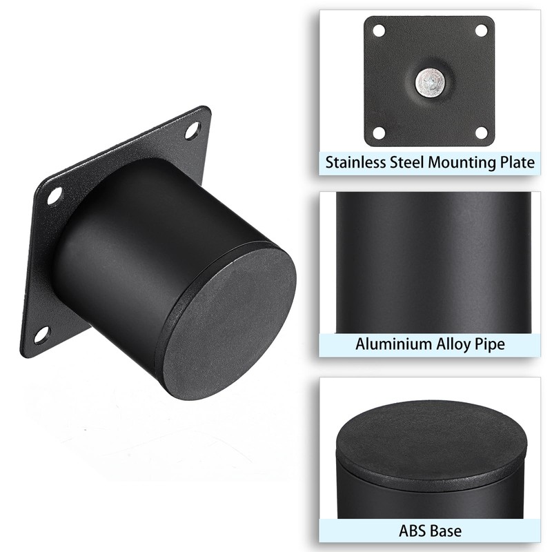 BTSKY 4Pcs 2 Inch Metal Furniture Cabinet Legs - Black