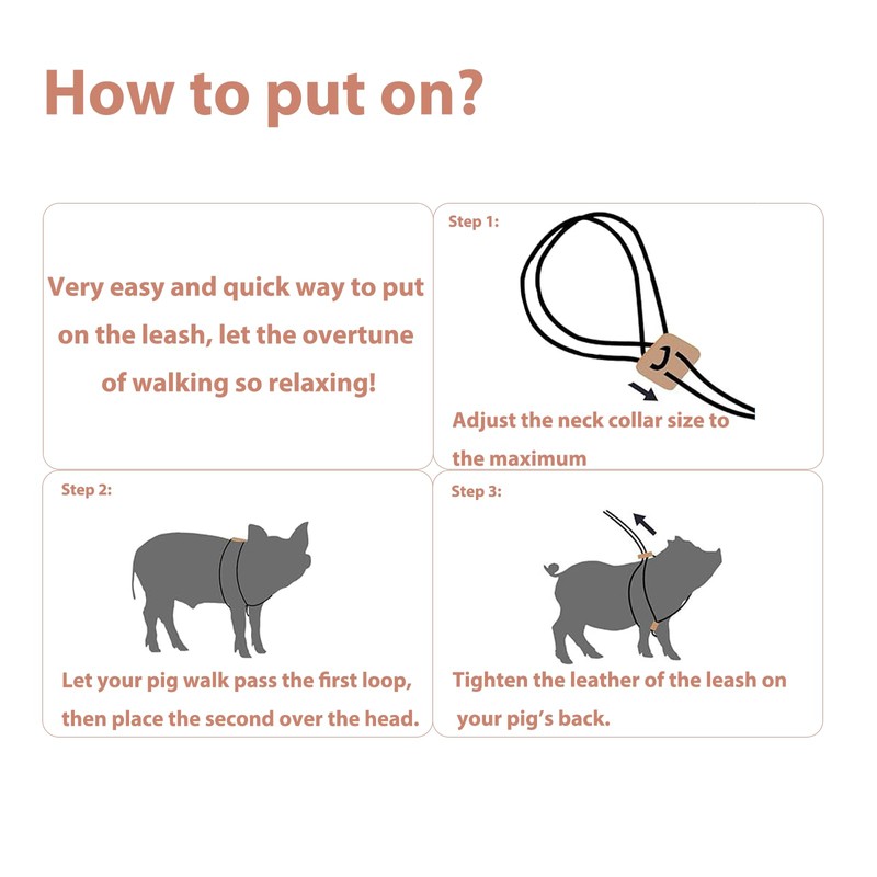 Pig Harness & Leash, Escape Prevention Adjustable Rope, All in