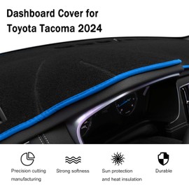 SENSHINE Dashboard Cover Mat for Toyota Tacoma Accessories 2024 2025 No Glare Dash Covers Carpet Protector Sunshade Pad, Blue Trim
