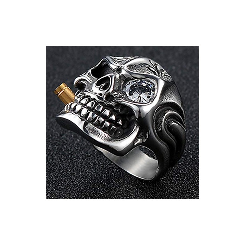Vintage Stainless Steel Gothic Skull Smoking Bullet Biker Cocktail Party