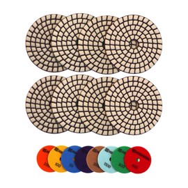 HIGHDRIL Dry Diamond Polishing Disc, Pack of 8 (#30-3000) Diamond Polishing Pads for Granite Stone Marble Floor Grinder or Polisher Diameter 4 Inches/100 mm