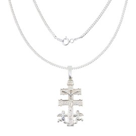 Only faith Caravaca Cross Necklace for Women 925 Sterling Silver Italian Chain 50cm Silver Pequeño Silver No Gemstone, Silver, No Gemstone
