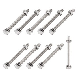 METALLIXITY Hex Head Screws Bolts, Nuts, Flat & Lock Washers Kits (M6x80mm) 10Sets, 304 Stainless Steel Assortment Kit - for Home Appliance