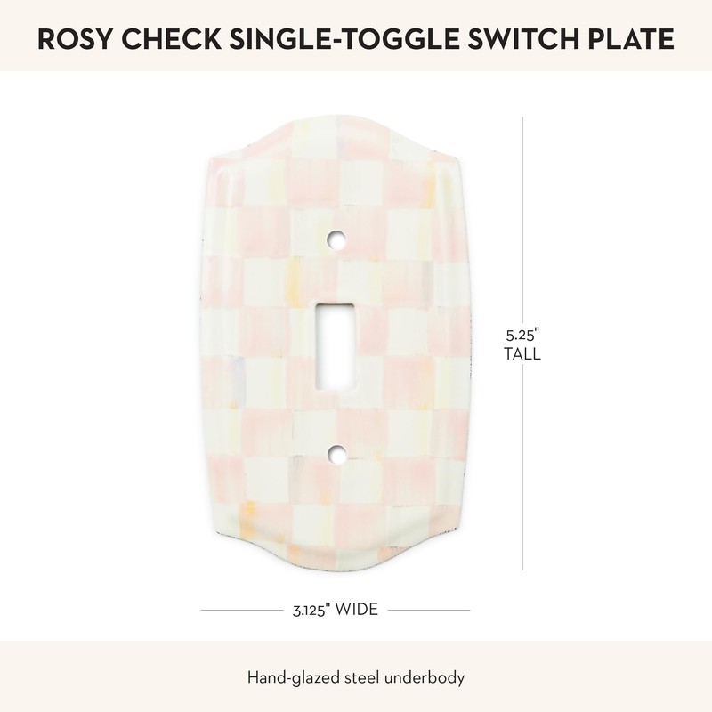 MACKENZIE-CHILDS Enamel Switch Plate, Light-Switch Cover, Single Toggle, Pink-and-White Rosy